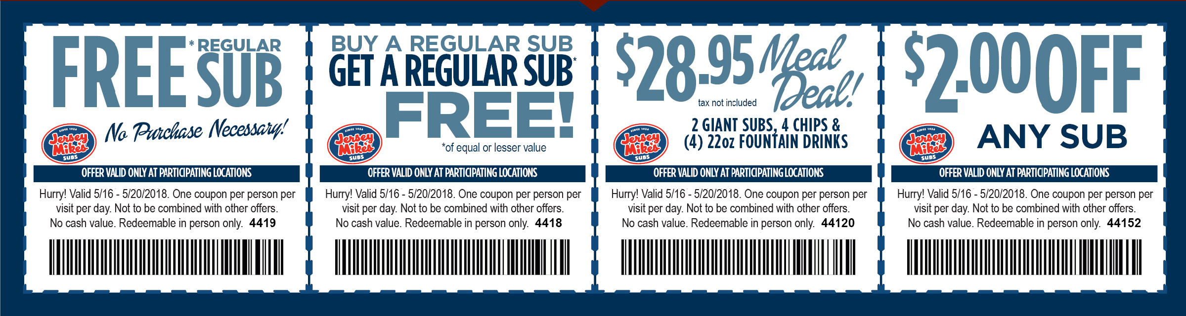 Jersey mike's hot sale coupon