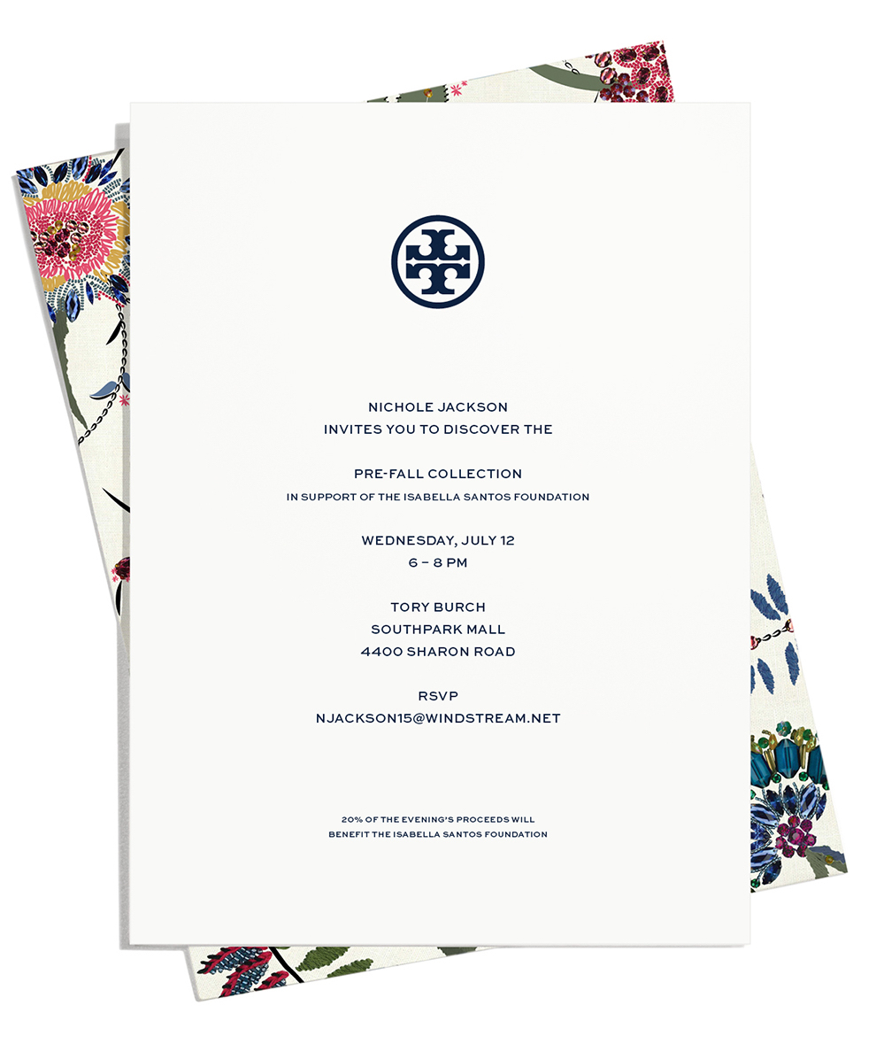 Tory Burch Shopping Event for Isabella Santos Foundation: July 12th -  Isabella Santos Foundation